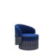 Blue Velvet and Leather Armchair