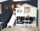 MATHY THREEHOUSE BUNK BED & SLIDE + PLATFORM (MDF + PINE)